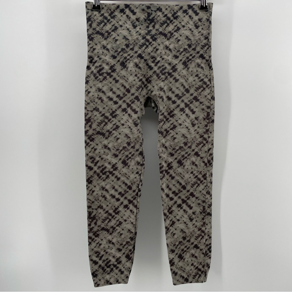 SPANX Seamless Leggings Gray Black Abstract Tie Dye XL